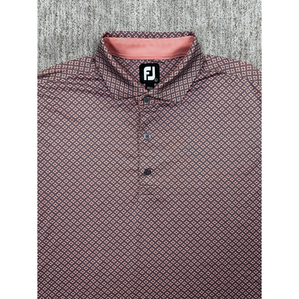 Footjoy Golf Polo Mens Large Geometric Print Golf Performance Stretch Oxbow